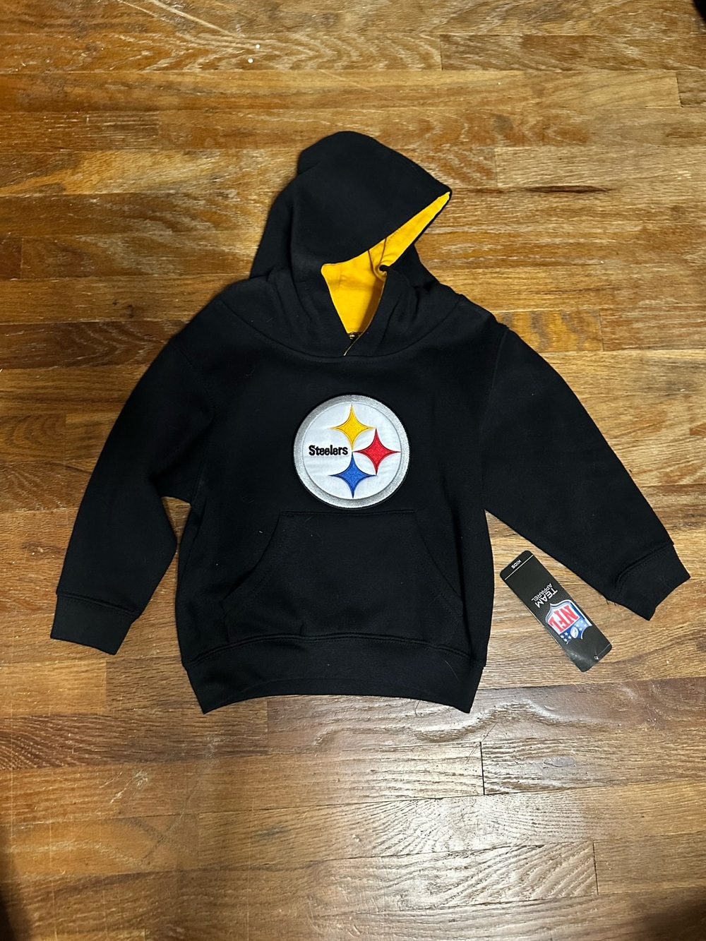Pittsburgh Steelers Kids Black Hoodie with Yellow Hood Lining